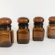 Lot de 4 flacons bocaux en verre ambré style apothicaire