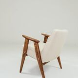 Vintage Lounge Chair Oak Wood and Bouclè Fabric Scandinavian Design