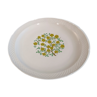 Plat vintage en céramique Winterling Kirchenlamitz Bavaria, motif fleurs vert bleu.