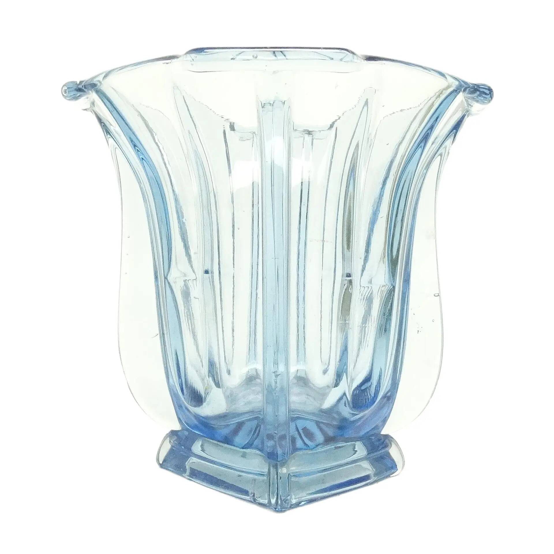 Art Deco vase, pressed glass, Zawiercie Glassworks, Poland, 1930s