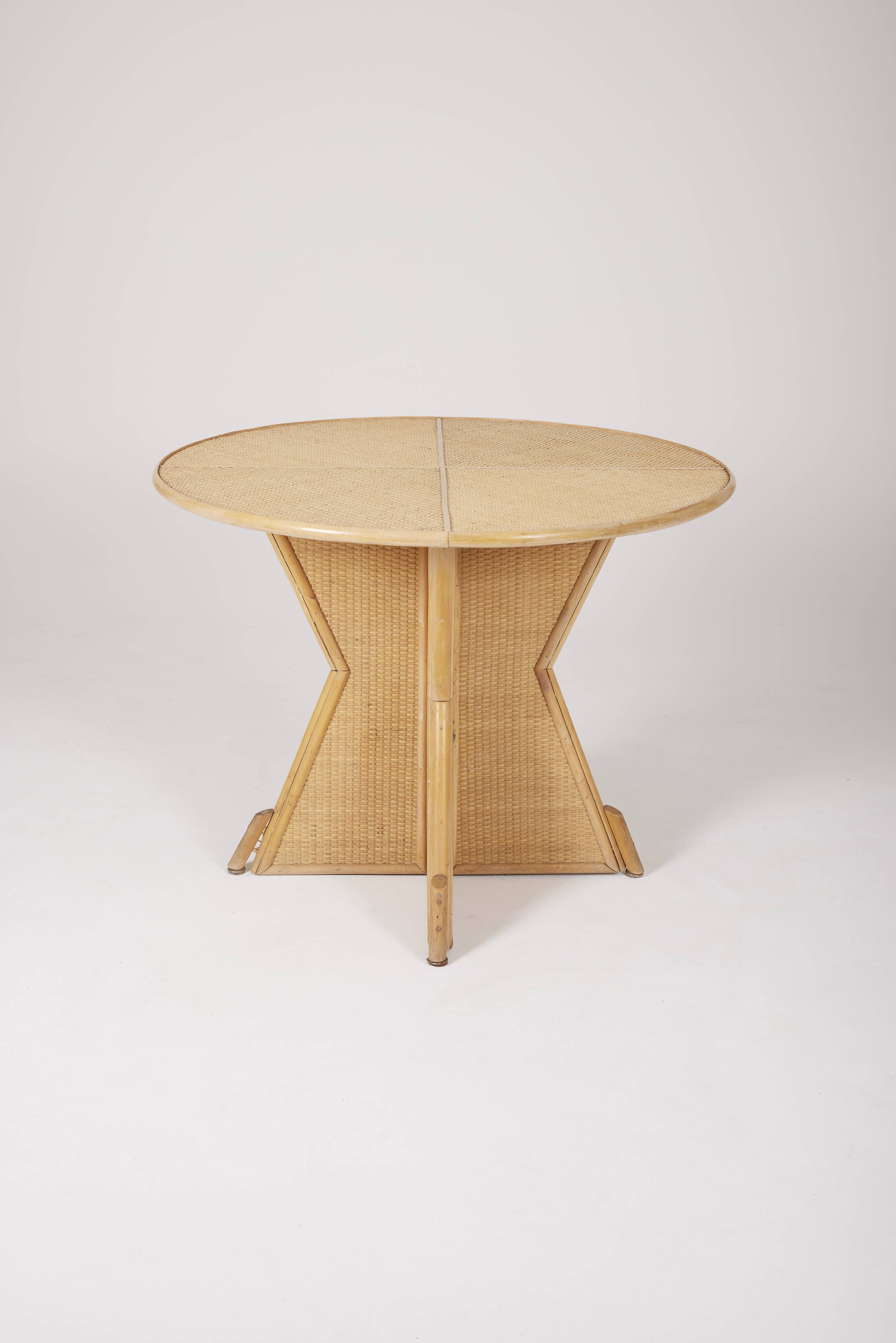 Rattan and wood dining table