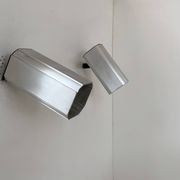Pair of adjustable vintage wall lights, anodised aluminium, France, 1980.