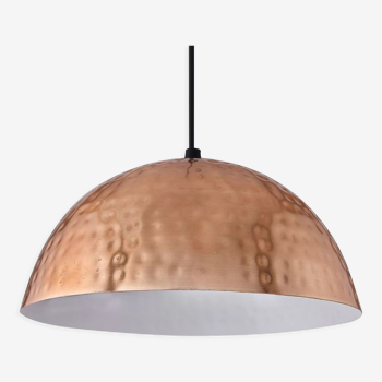 Classic copper hammered hanging pendant light, rose gold