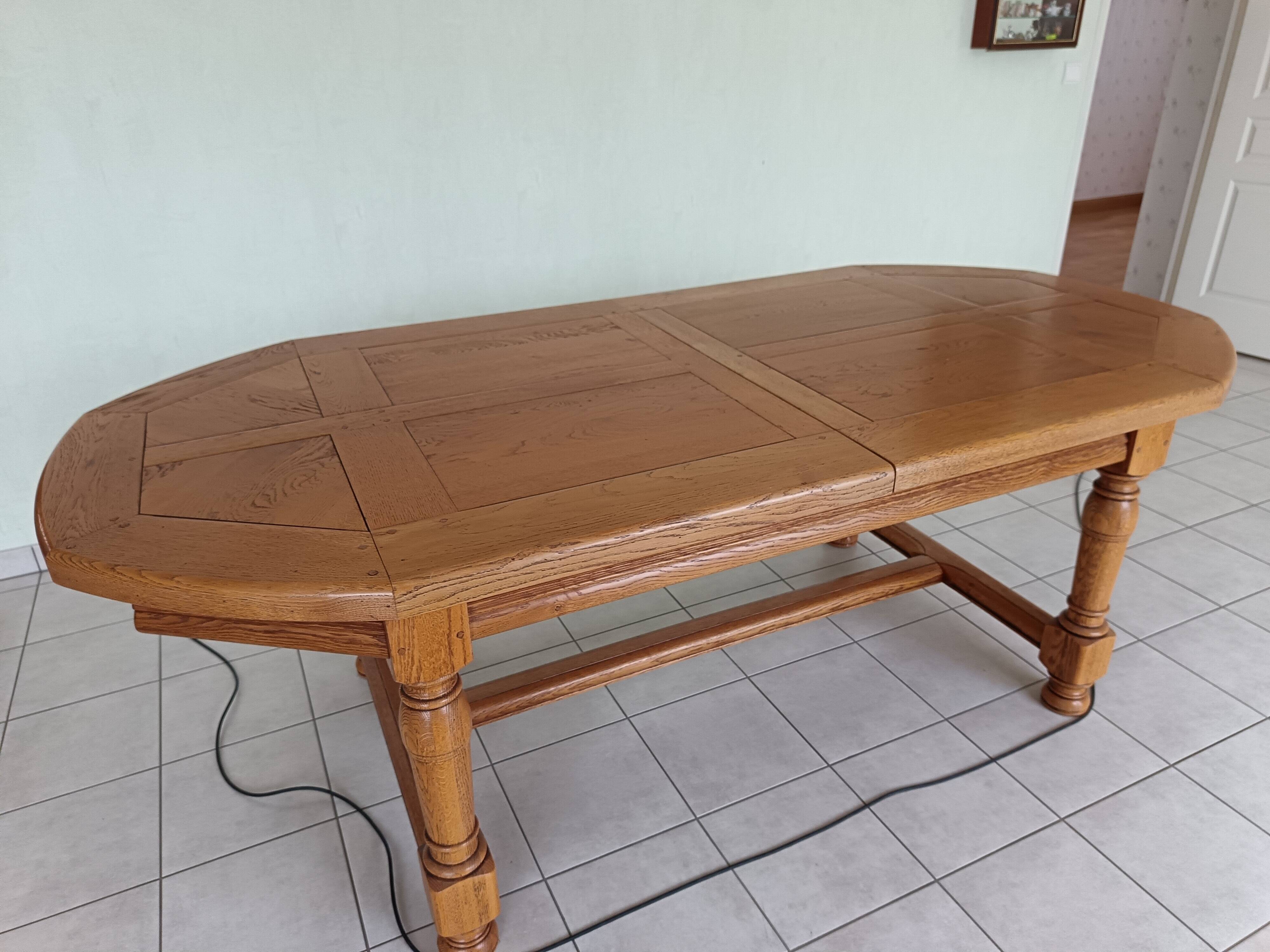 Golden oak dining table