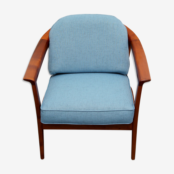 Fauteuil des années 1960 en cerisier bleu, Wilhelm Knoll