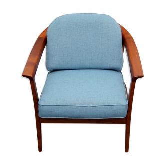 Fauteuil des années 1960 en cerisier bleu, Wilhelm Knoll