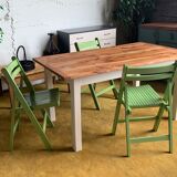 3 wooden folding chairs