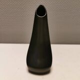 Sculptural black vase with yellow pattern from Hedebo Keramik Denmark 1950-1960s.