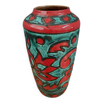 Large vase in red and green by Scheurich west germany model 517-45