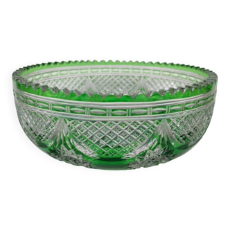 Green crystal salad bowl, first part of the 20th century