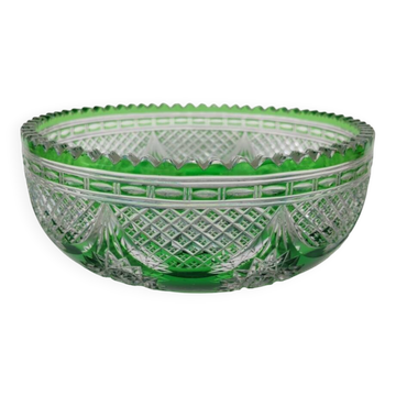 Saladier en cristal vert, première partie du XX ème siècle