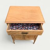 Art nouveau side table in raw wood