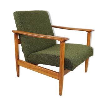 Gfm-142 armchair in green olive boucle, 1970s