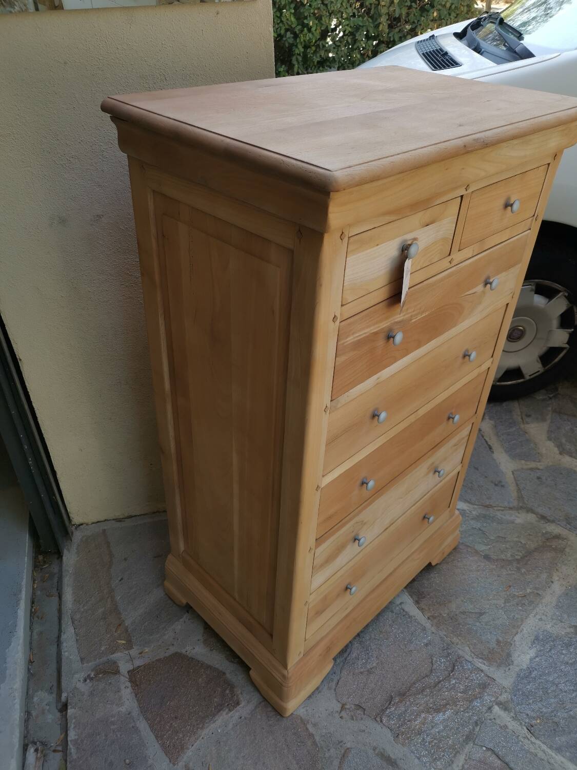 Louis Philippe chest of drawers with 7 drawers in raw wood