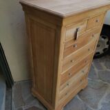 Louis Philippe chest of drawers with 7 drawers in raw wood