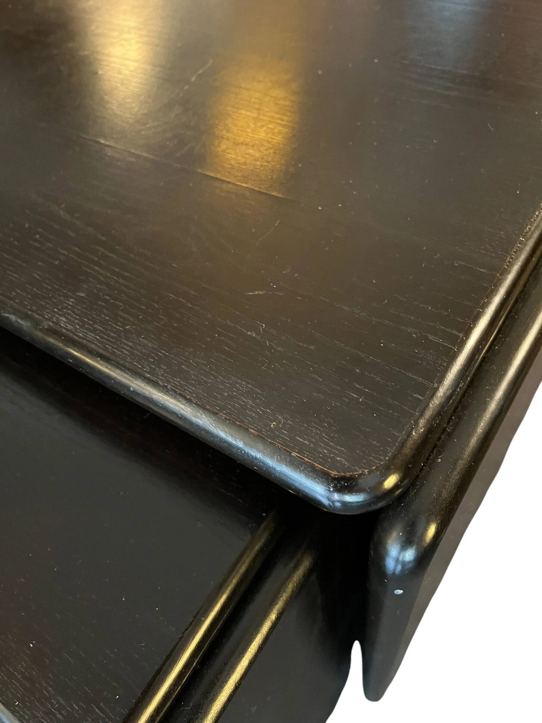 Set of 3 ebonized Italian nesting tables