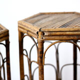 Pair of bamboo and rattan stools