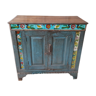 Burmese teak buffet with original blue patina