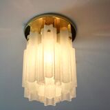 Brass ceiling light and frosted glass Glash-tte Limburg