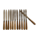 Set de 12 couteaux manches en bois d'olivier 1960