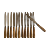 Set of 12 knives handles in olive wood 1960