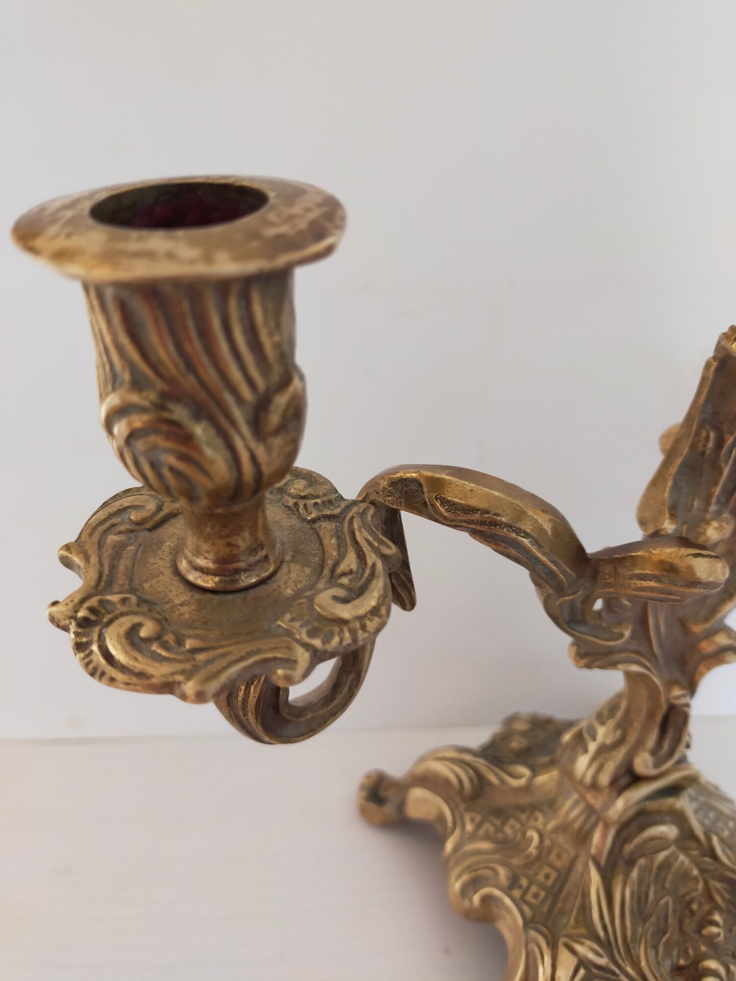 Pair of vintage brass 2-candle candelabra candlesticks