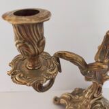 Paire de bougeoirs candélabres à poser 2 bougies en laiton vintage