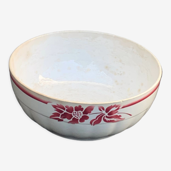 Salad bowl in earthenware pattern of red flowers model Georges Digoin sarreguemines
