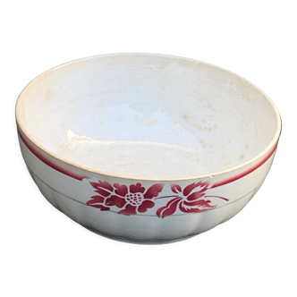 Salad bowl in earthenware pattern of red flowers model Georges Digoin sarreguemines
