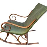 Set of 2 thonet style rocking chairs in green leatherette