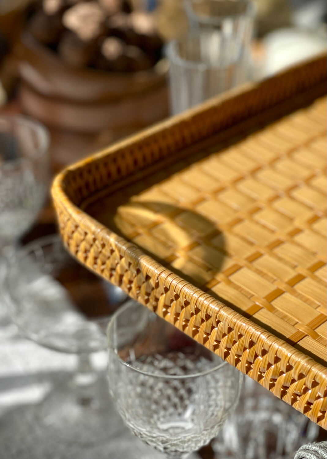 Vintage rattan tray