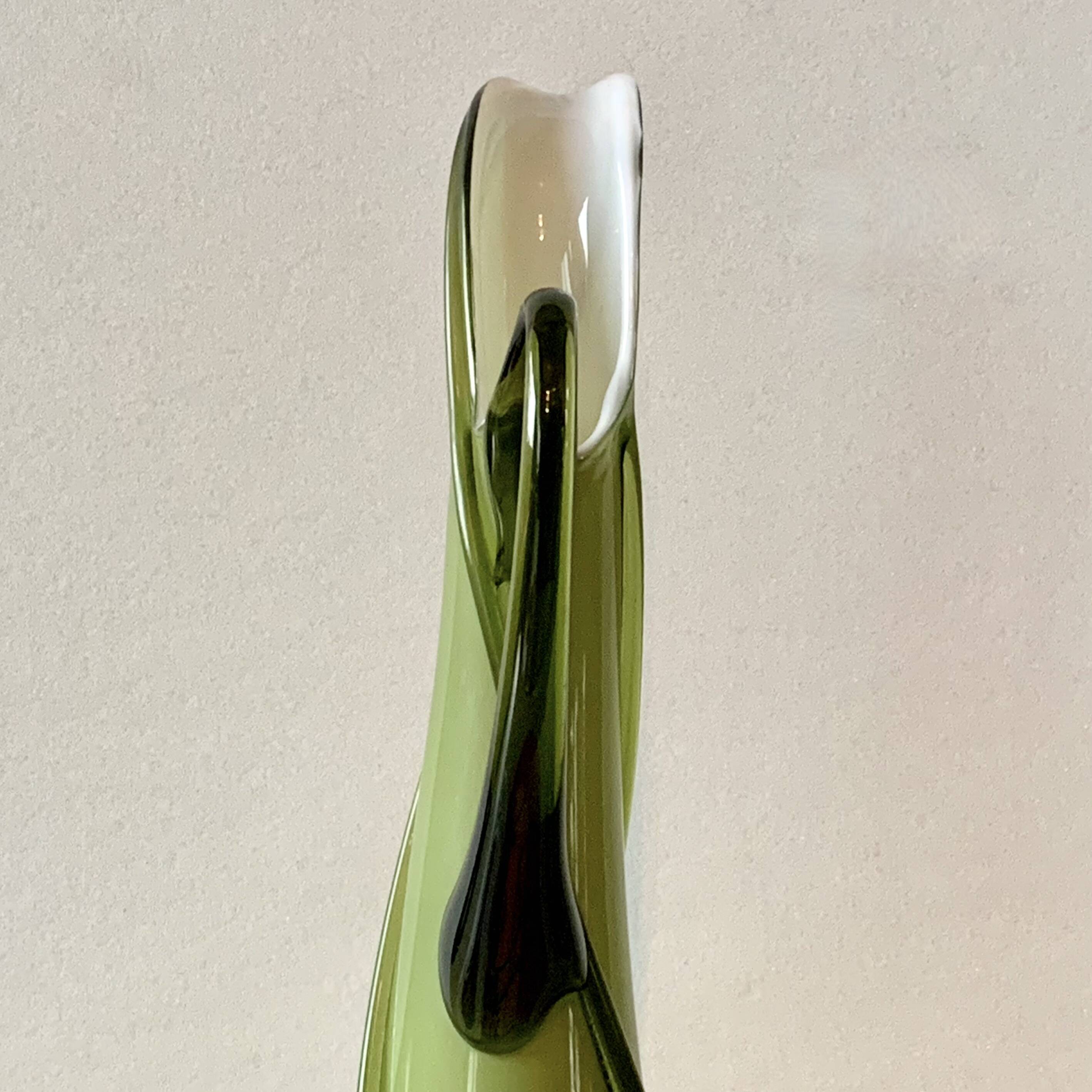 Vintage vase in green blown glass - Fratelli Betti Cristallerie - Empoli