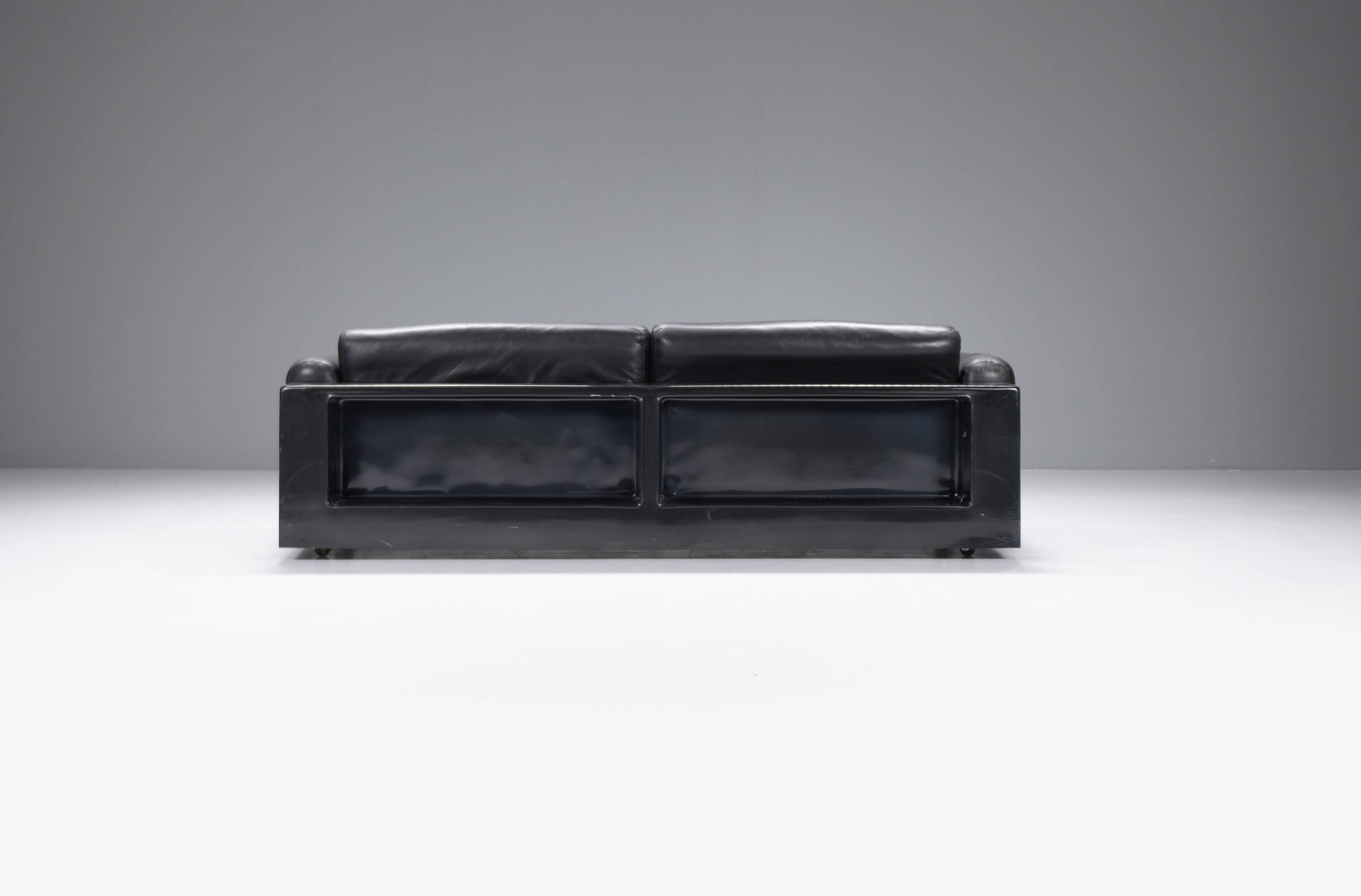 Rare Vintage Gradual lounge sofa in black leather by Cini Boeri for Knoll