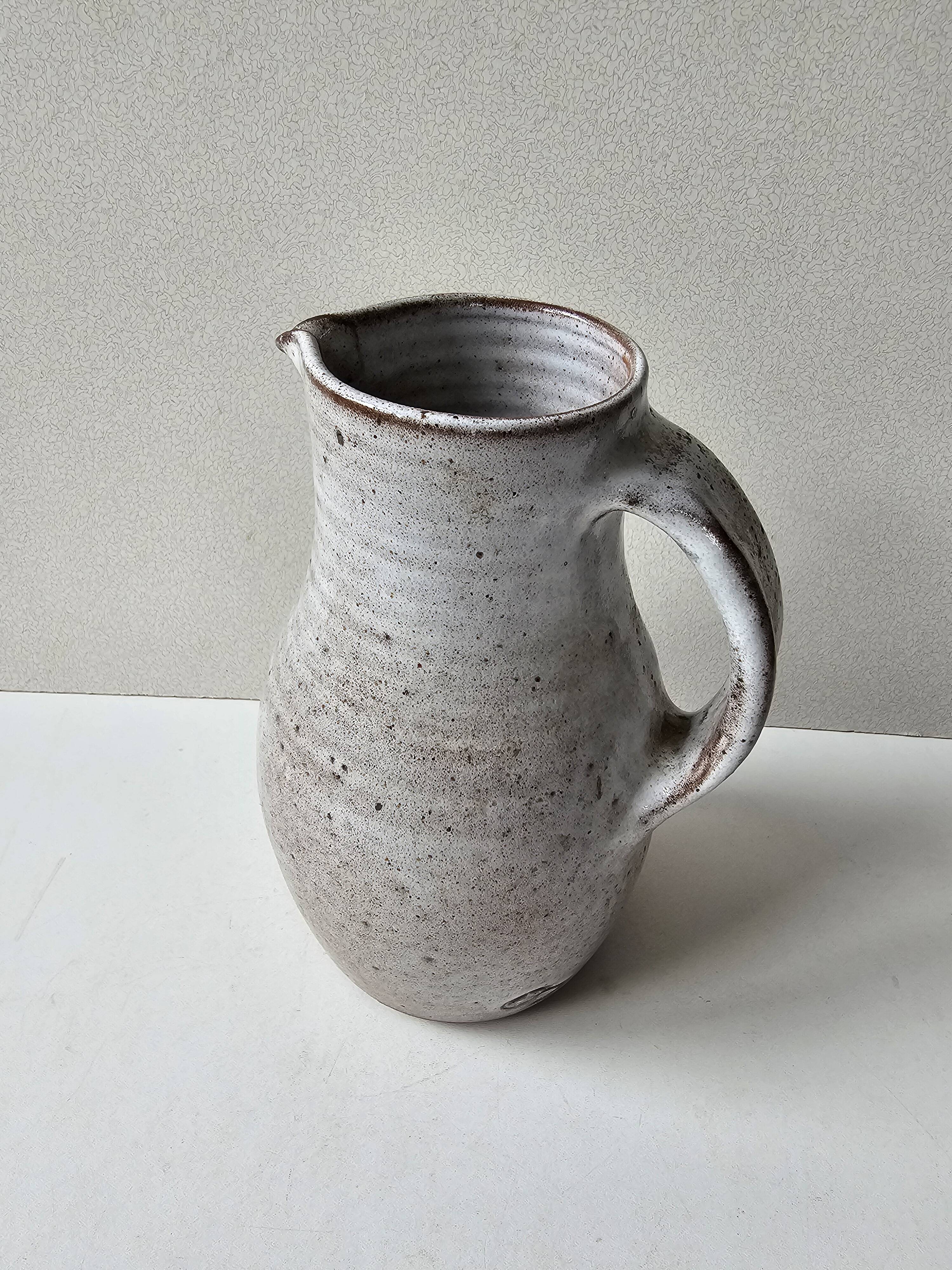 Glazed Ceramic Pitcher by Jeanne and Norbert Pierlot (Puisaye)