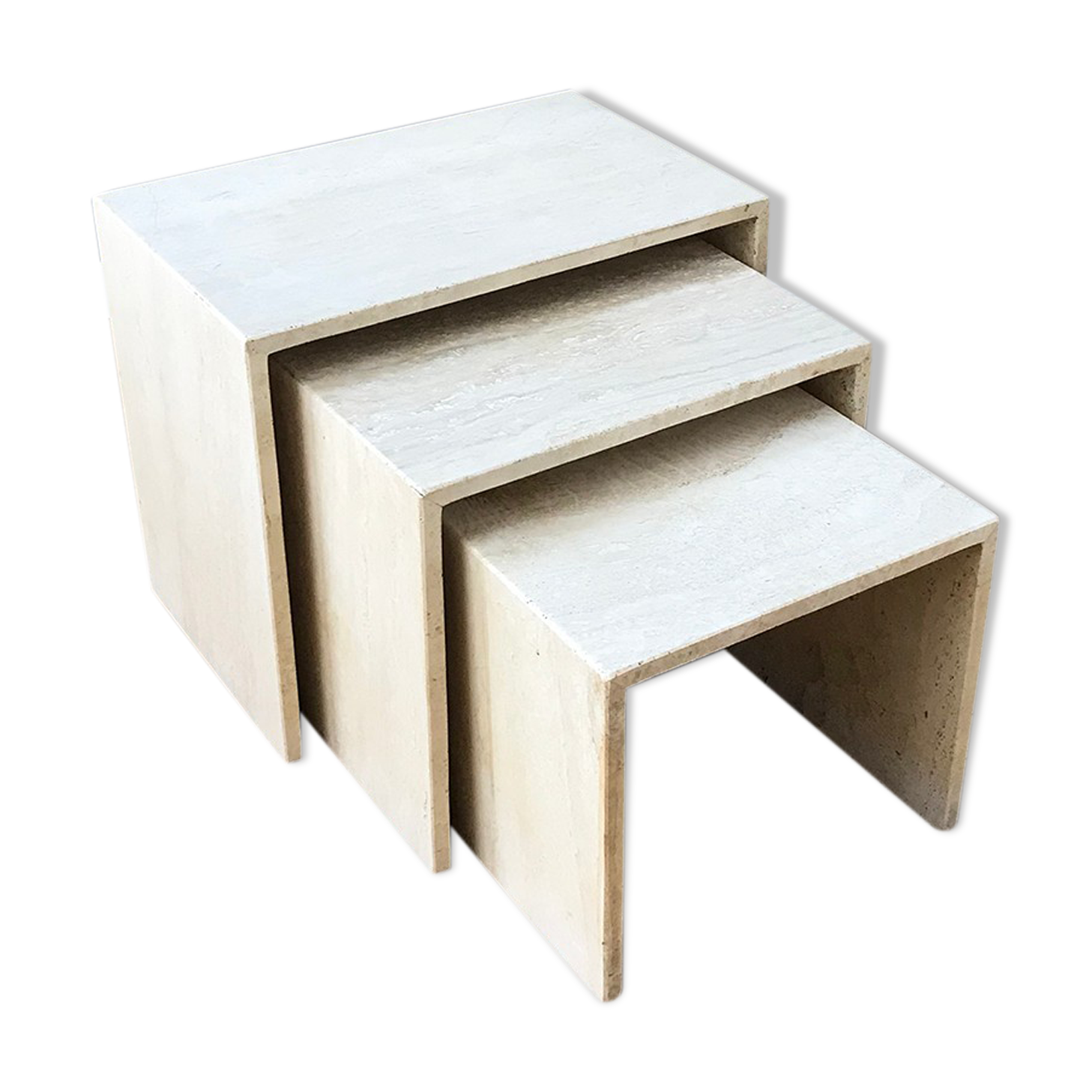 Italian travertine nesting tables, 1970s