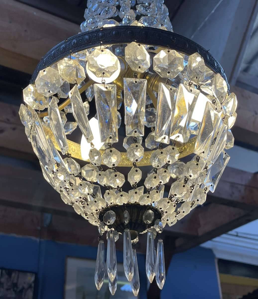 Balloon chandelier with pendants, early 20th century