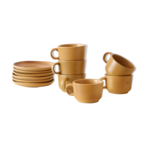 Lot de 6 tasses et sous tasses grès de Rigny, vintage, 1980