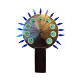 Lampadaire artisanal en laiton, chêne et plexiglas, Pays-Bas, années 1970