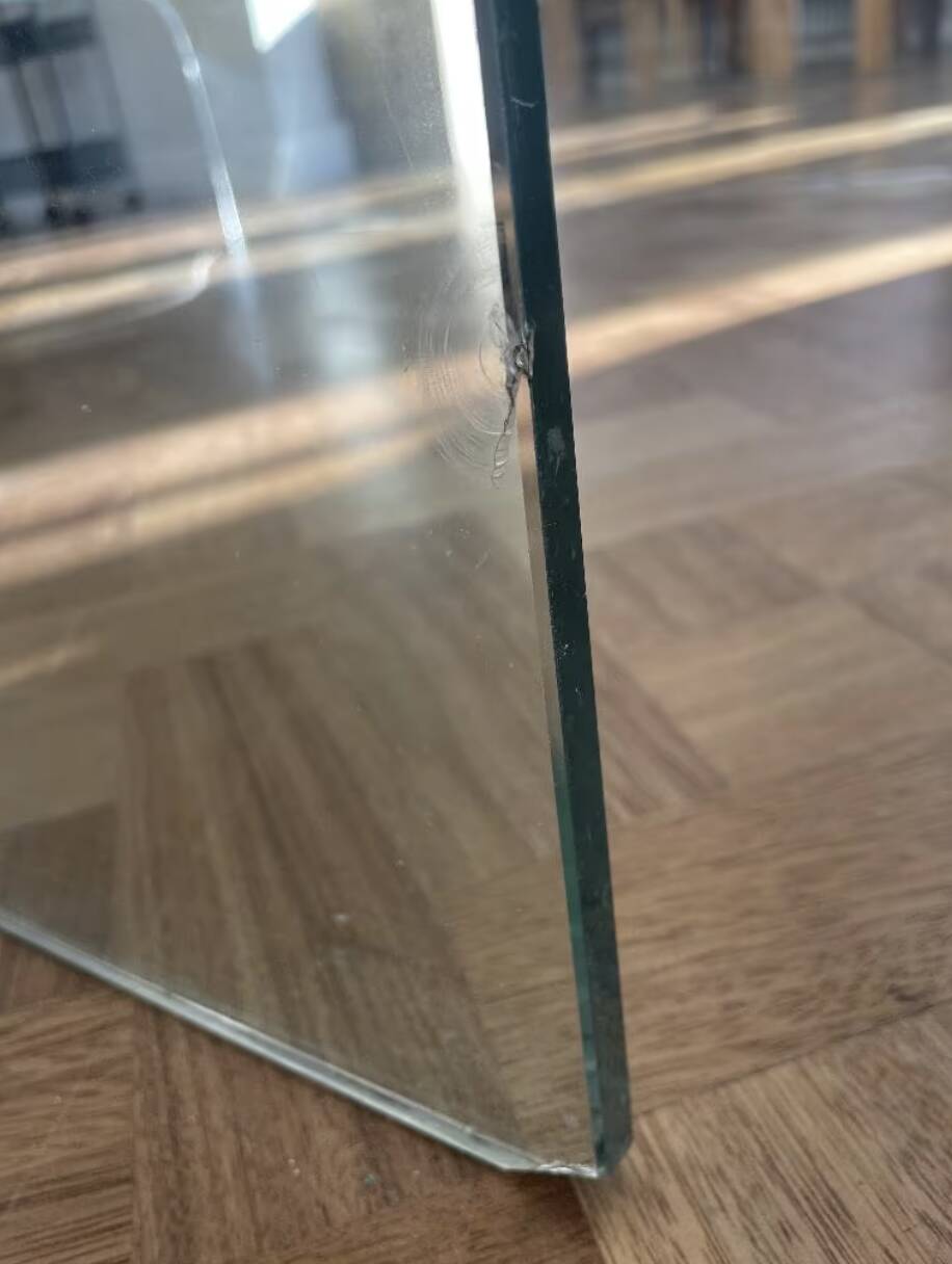 Large glass coffee table – fiam style, vintage