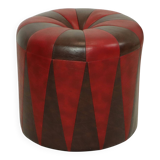 Round Vintage Pouf Brown Red Two-tone Skai Sixties
