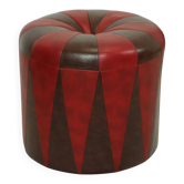 Round Vintage Pouf Brown Red Two-tone Skai Sixties
