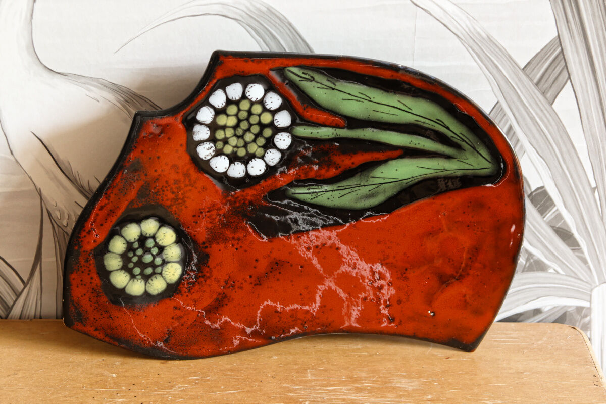 Faience dish from vallauris, free form