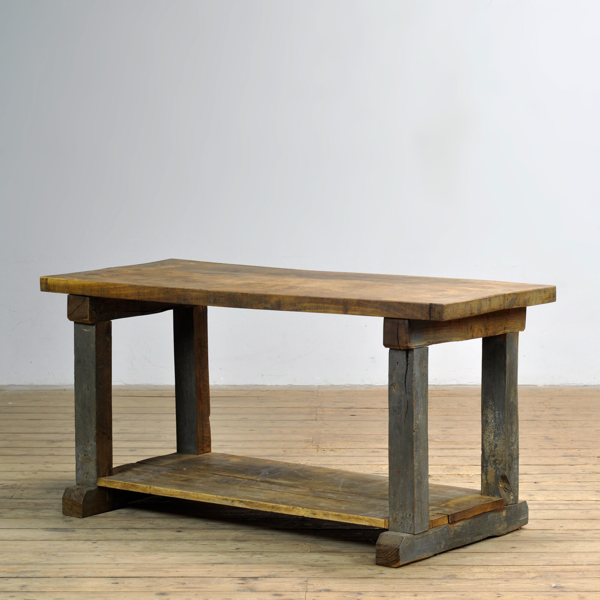 Industrial oak work table, circa 1950