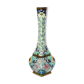 Vase soliflore Théodore Deck japonisme faience vase circa 1875