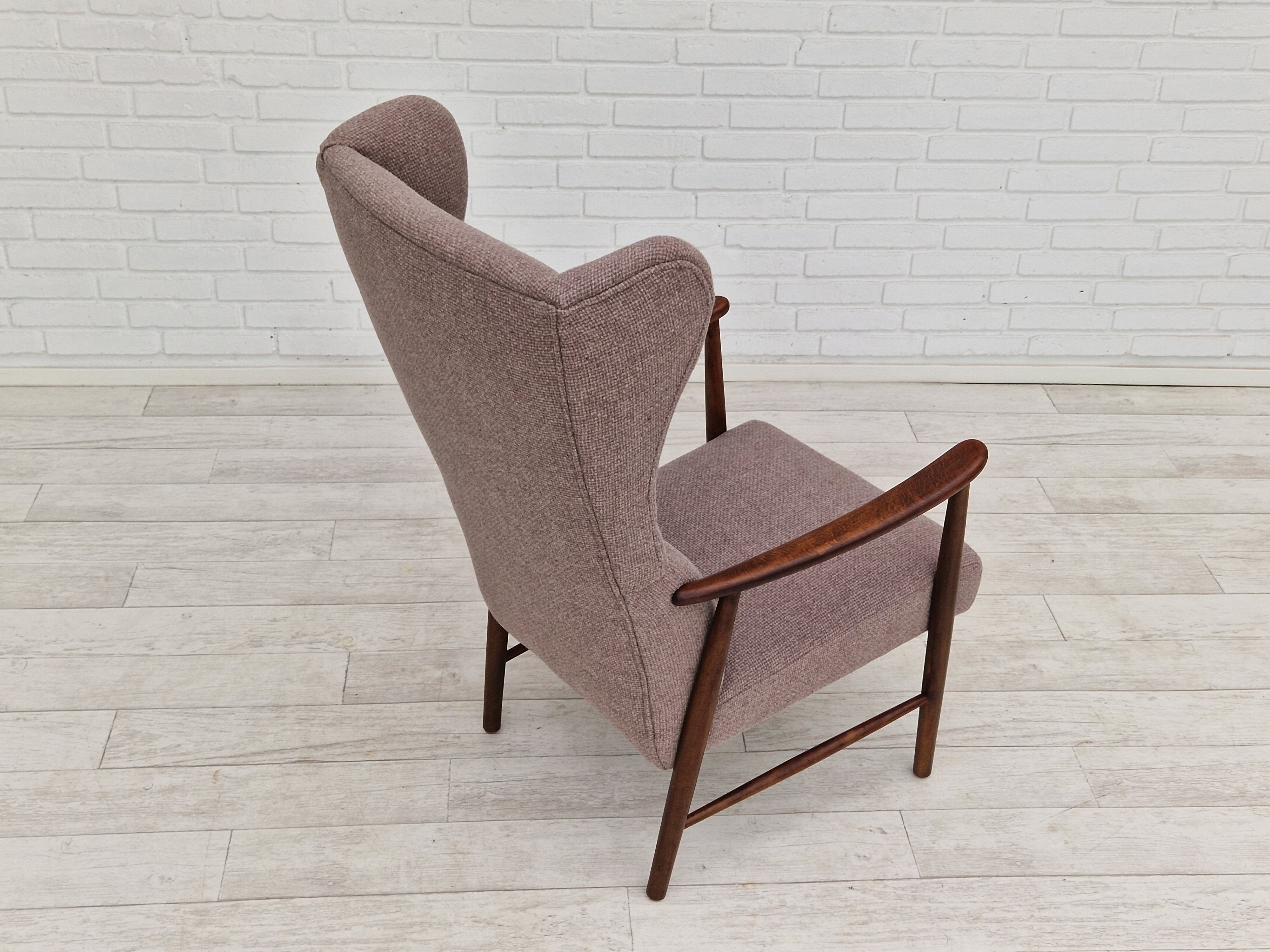 1960s, Swedish design, high-back armchair, furniture wool.