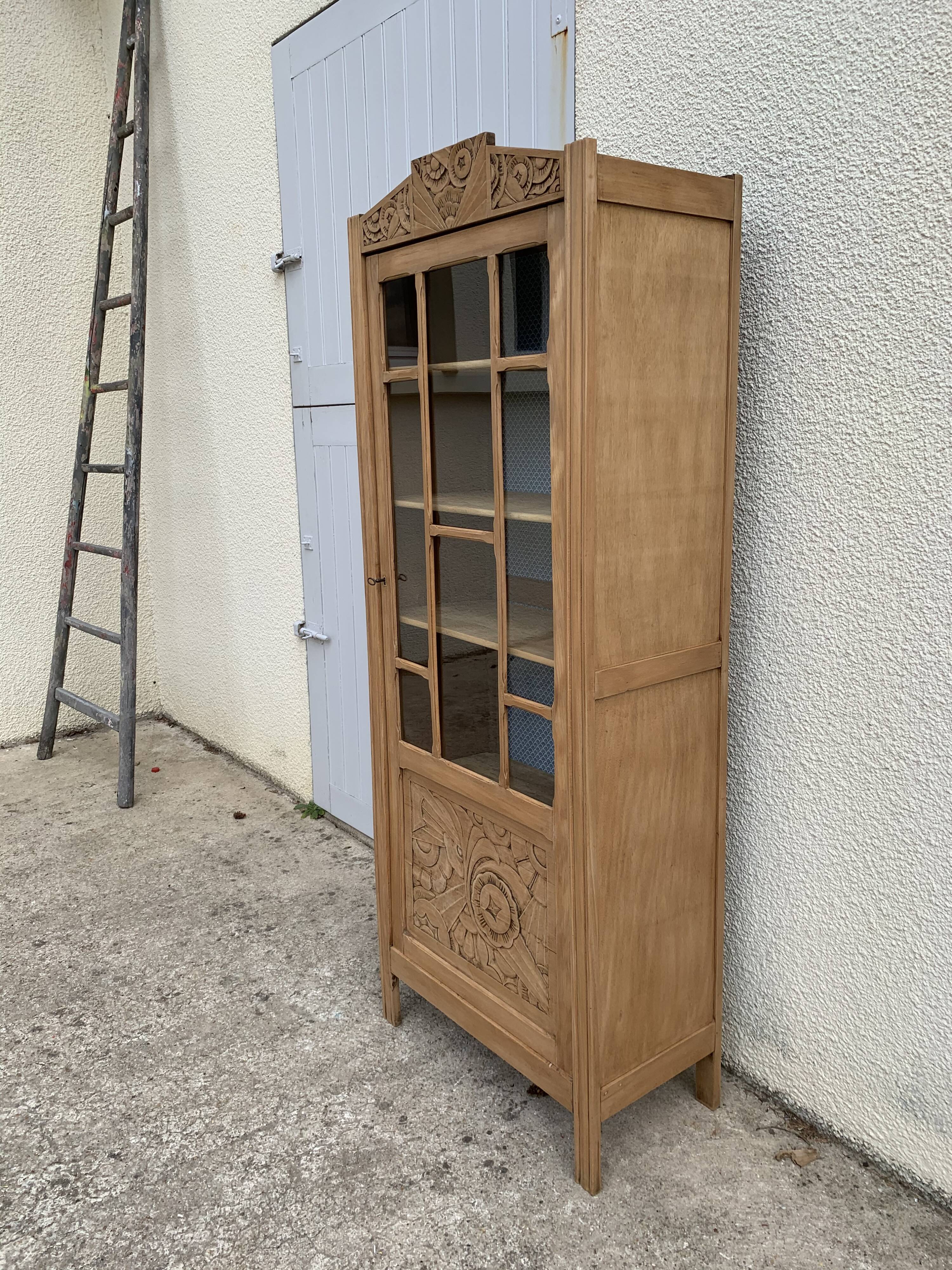 Art deco glass-glazed parisian wardrobe