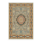 Tapis en laine noué à la main avec un design de médaillon géométrique. Tapis de salon fait main.