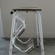 Stool step stool with 3 steps in wood and metal, 1960s
