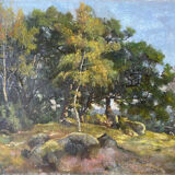 HST painting "Landscape of undergrowth" signed Léon PELLENC (1819-1894)