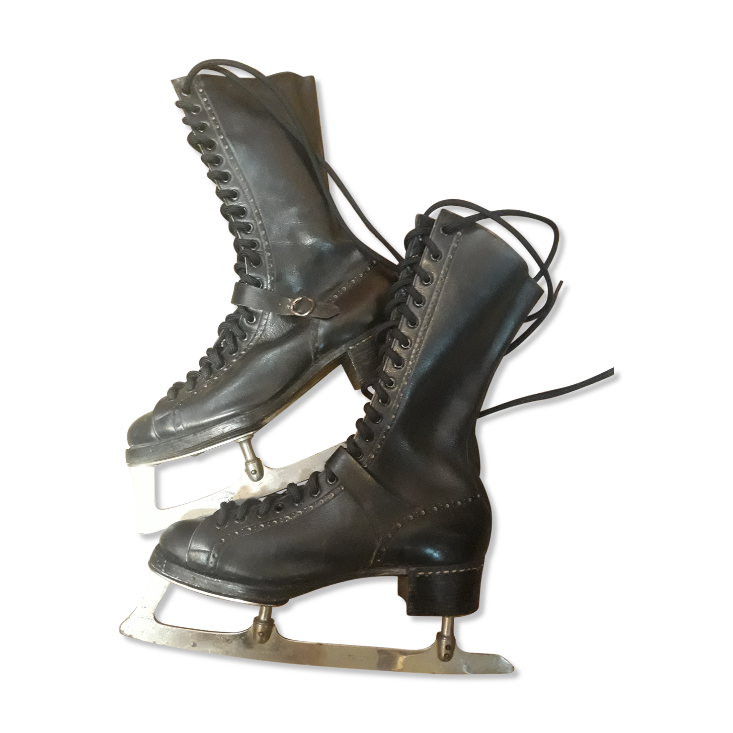 Old woman ice-skating pair beautiful time